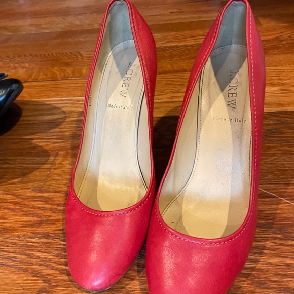 JCrew Red Leather High Heels Shoes Womens 8 - Picture 2 of 5